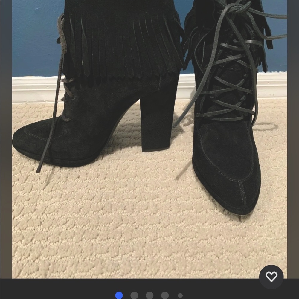 Giuseppe zanotti suede black boots with fringe